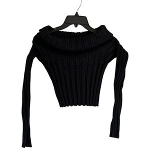 Zara cowl neck ribbed size medium long sleeve black cropped sweater